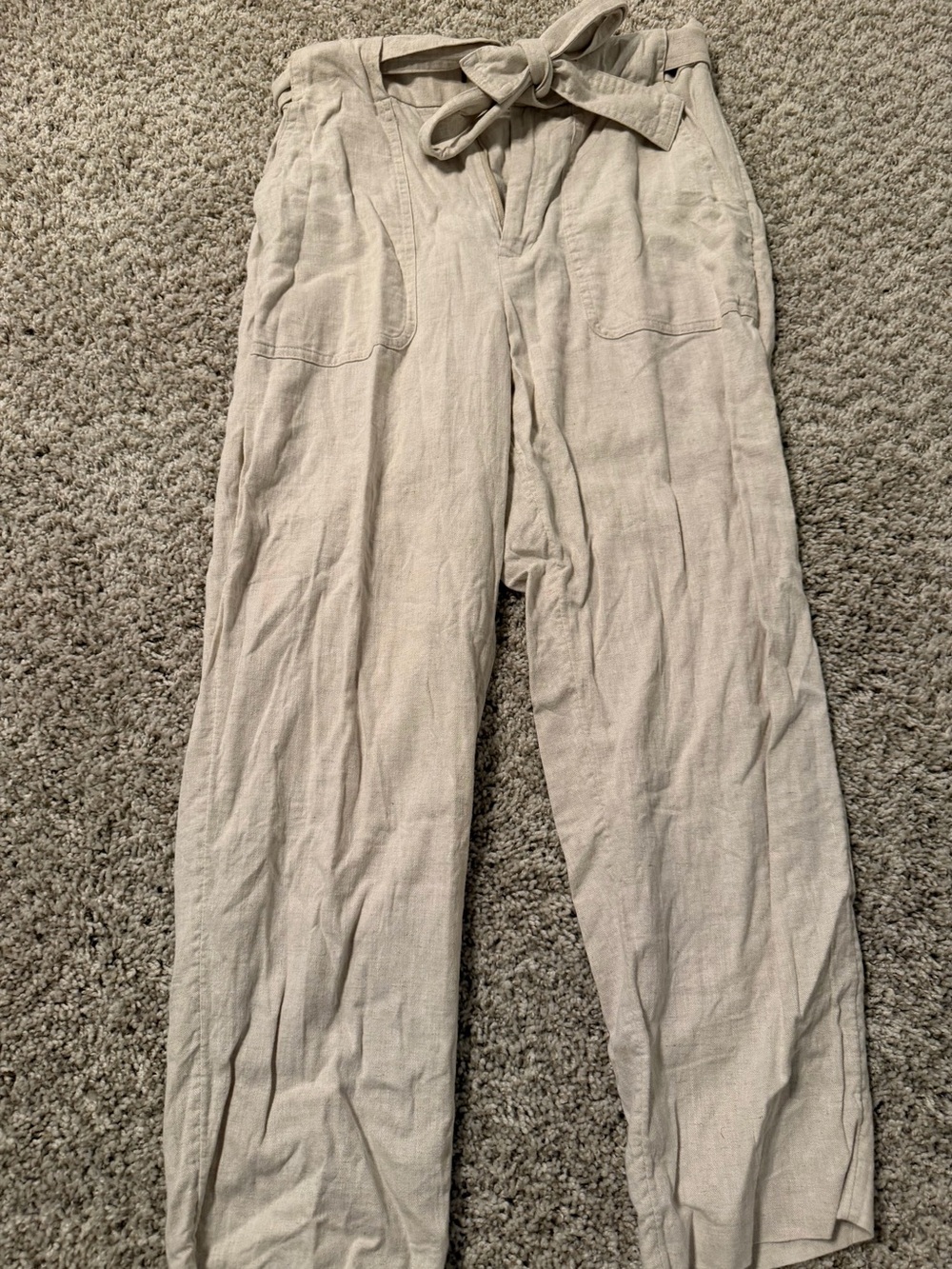 Banana Republic Light Beige Tie-Waist Chinos